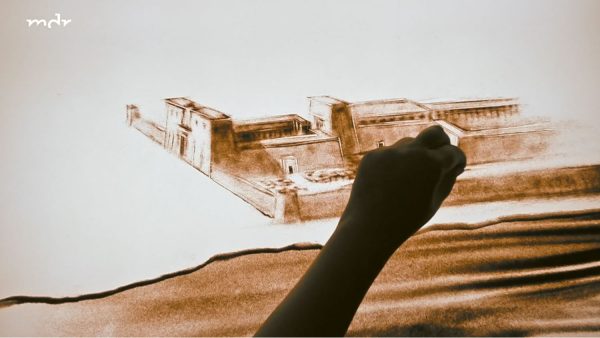 Sandmalerei-Tempel als visuelles Highlight in der ARD MDR Dokumentation „Die Geheimnisse des Papyrus“